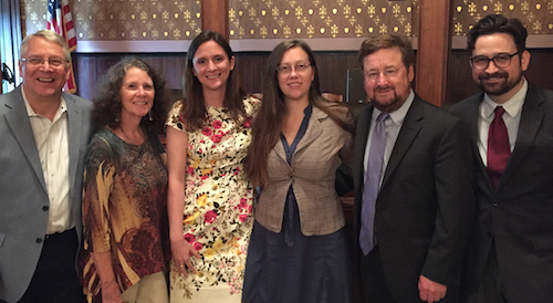 IEC's Springfield team on the last day of regular session, pictured from left to right: Al Grosboll, ELPC; Terri Treacy, IL Sierra Club; Jen Walling, IEC; Rebecca Osland, IL Stewardship Alliance; Jack Darin, IL Sierra Club; Abe Scarr, IL PIRG.