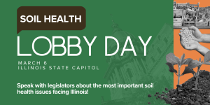 Soil Health Lobby Day Promo graphic with basic information about the event