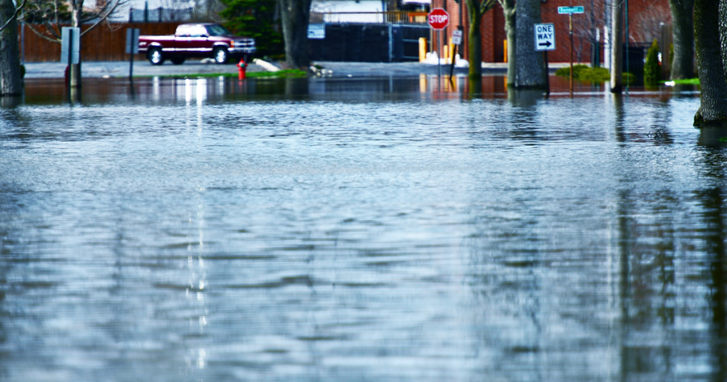 Picture of a street flooding.