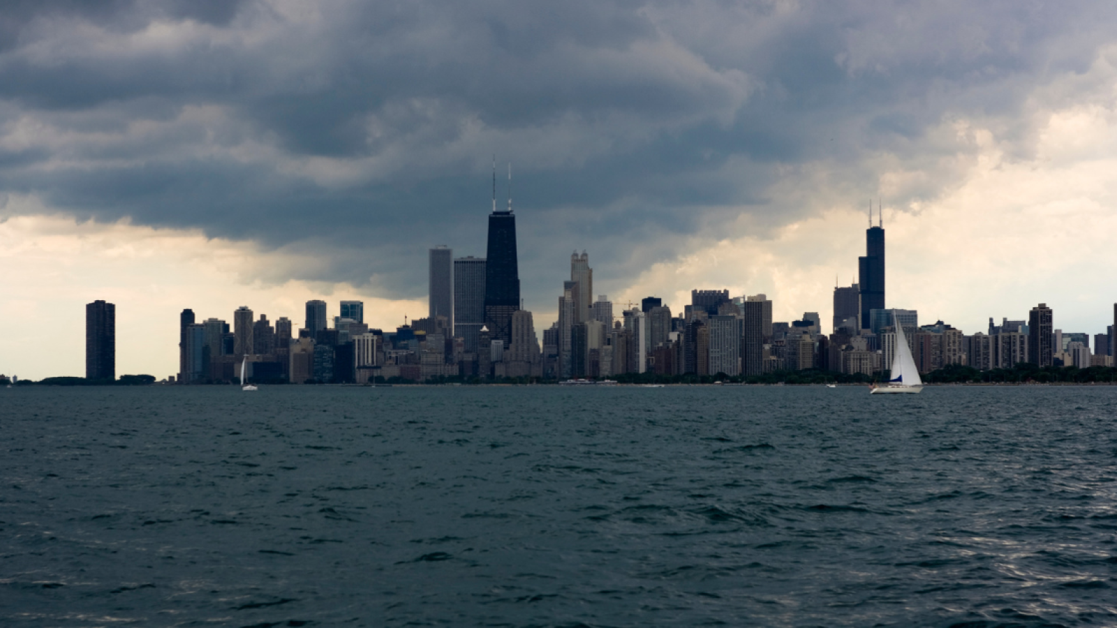 stormy chicago skyline